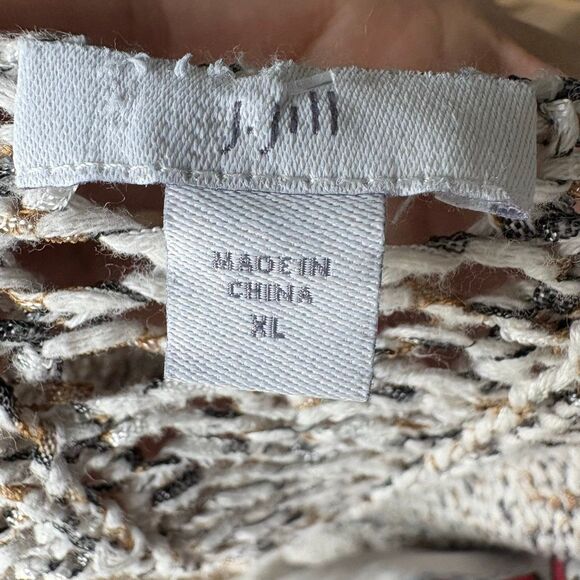 J. Jill XL Tan Open Weave Chunky V-Neck Pullover Multicolored Flek Sweater - Picture 5 of 6